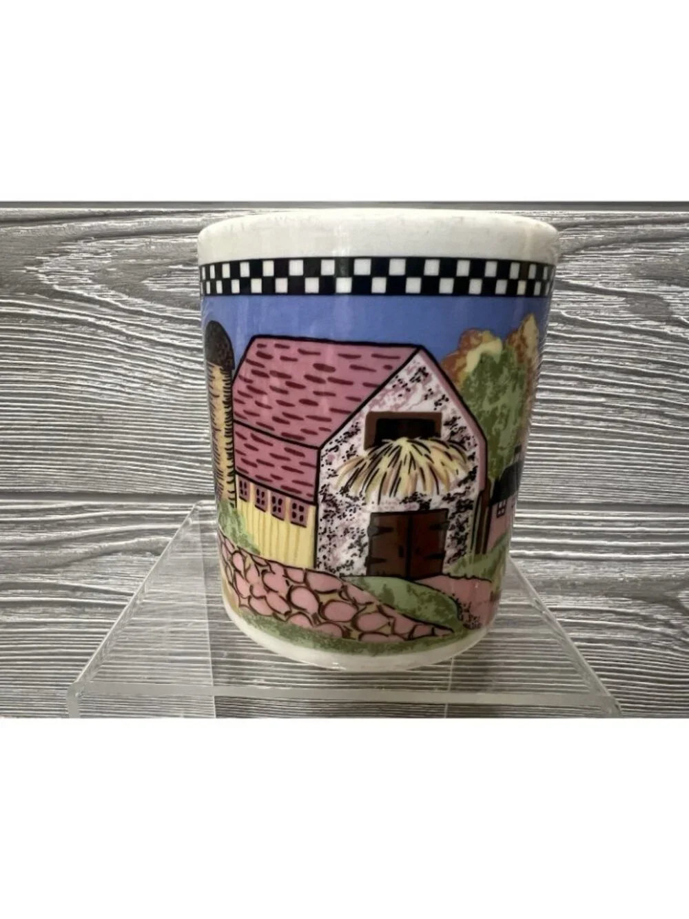 Gibson Housewares Water Mill Country Scene Coffee Mug Cup 3.75” Pastels